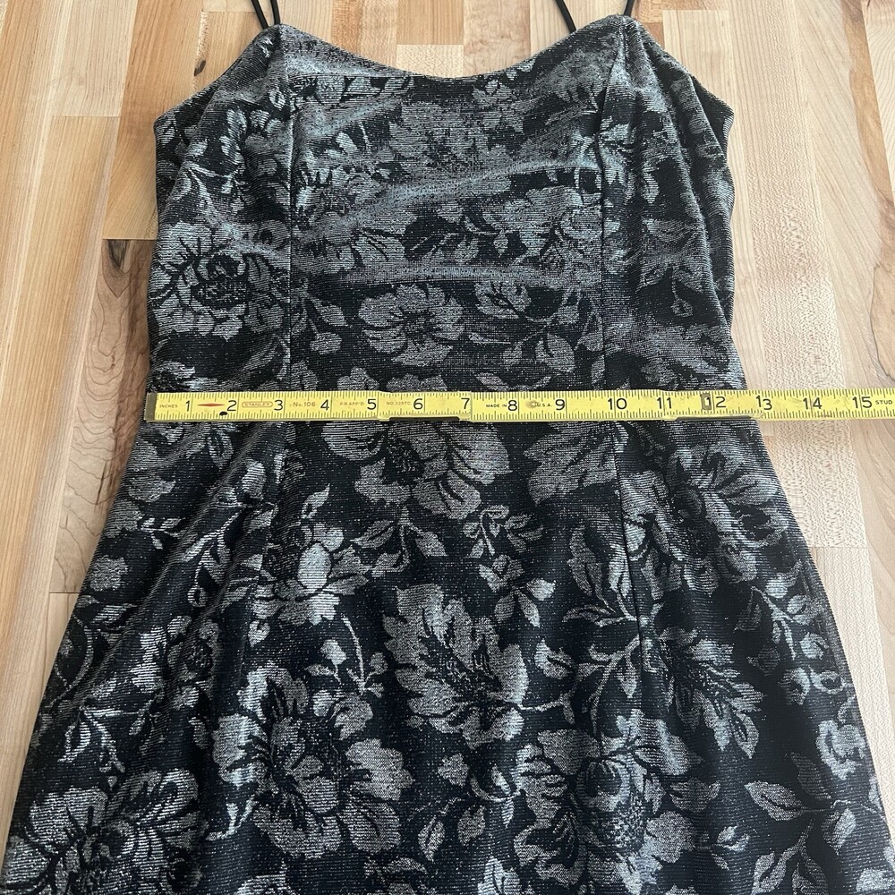 Vtg 90s Y2K Gunne Sax Jessica McClintock Maxi Dress Prom Gown Blk Silver 5/6 - Picture 6 of 11